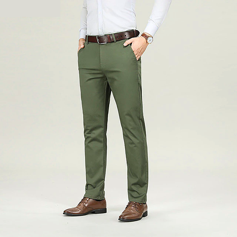 Men pants formal ice silk stretched  slim fit khaki business trousers