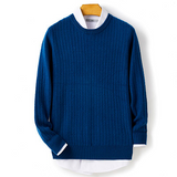 Men Round Neck Cashmere sweater 100% Merino Wool  Fashion Twisted Blouse Top Thickened for warmth in Autumn and Winter