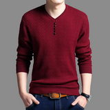 Men Sweater Casual V-Neck Pullover Men Spring Autumn Long Sleeve Slim Sweaters Knitted Cashmere Men Clothing