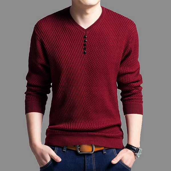 Men Sweater 2023 Casual V-Neck Pullover Men Spring Autumn Long Sleeve Slim Sweaters Knitted Cashmere Men Clothing