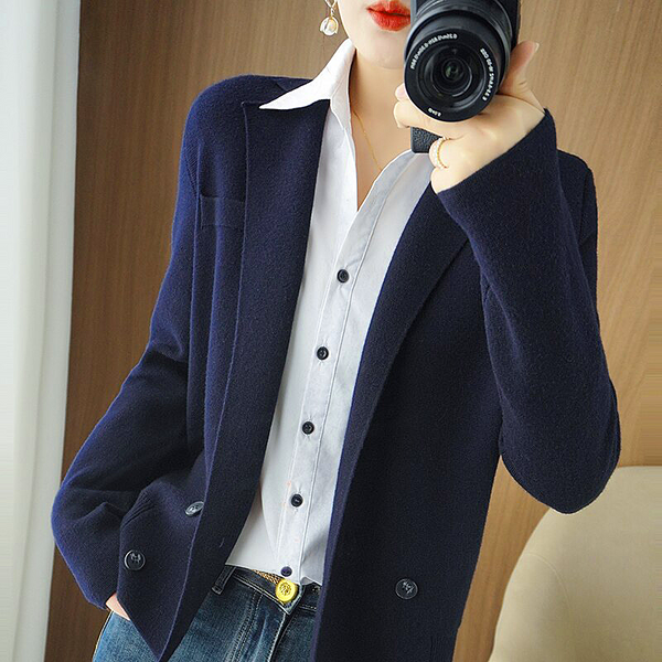 Women Spring and Autumn cashmere  Coats Vintage  Long Sleeve  Jackets fashion Elegant  coat