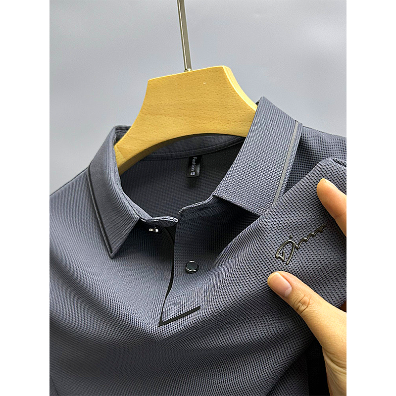 Men Luxury high-end ice silk seamless short sleeved t-shirt  fashion lapel summer business leisure brand embroidery polo shirt