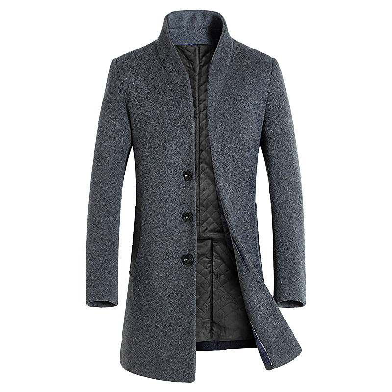 Men coat stand collar woolen coat