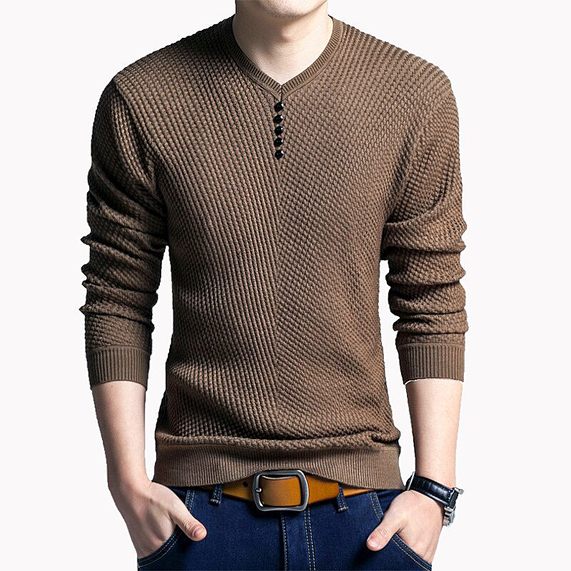 Men Sweater 2023 Casual V-Neck Pullover Men Spring Autumn Long Sleeve Slim Sweaters Knitted Cashmere Men Clothing