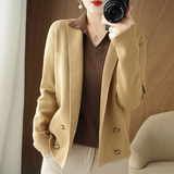 Women Spring and Autumn cashmere  Coats Vintage  Long Sleeve  Jackets fashion Elegant  coat
