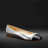 New shallow mouth gold round head pearl women's shoes fairy style flat shoes fashionable single shoes