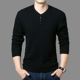 Men Sweater Casual V-Neck Pullover Men Spring Autumn Long Sleeve Slim Sweaters Knitted Cashmere Men Clothing