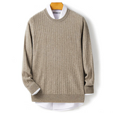 Men Round Neck Cashmere sweater 100% Merino Wool  Fashion Twisted Blouse Top Thickened for warmth in Autumn and Winter