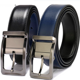 Men Genuine Leather Reversible Belt Rotated Buckle Two In One Big And Tall