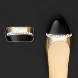 New shallow mouth gold round head pearl women's shoes fairy style flat shoes fashionable single shoes