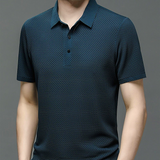 Men Lop-up Hollow Short-sleeved Polo Shirt Ice Silk Breathable Business Fashion T-Shirt Male Brand Clothes