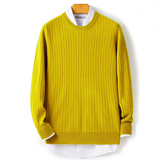 Men Round Neck Cashmere sweater 100% Merino Wool  Fashion Twisted Blouse Top Thickened for warmth in Autumn and Winter