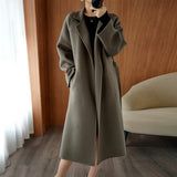 Reversible Cashmere Coat Women's Mid-length Loose Over Knee Coat