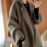 Reversible Cashmere Coat Women's Mid-length Loose Over Knee Coat