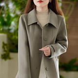New Womens Mid-length Double-faced Wool Coat