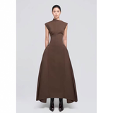 Women's Solid Color Sleeveless Swing High Waist Dress