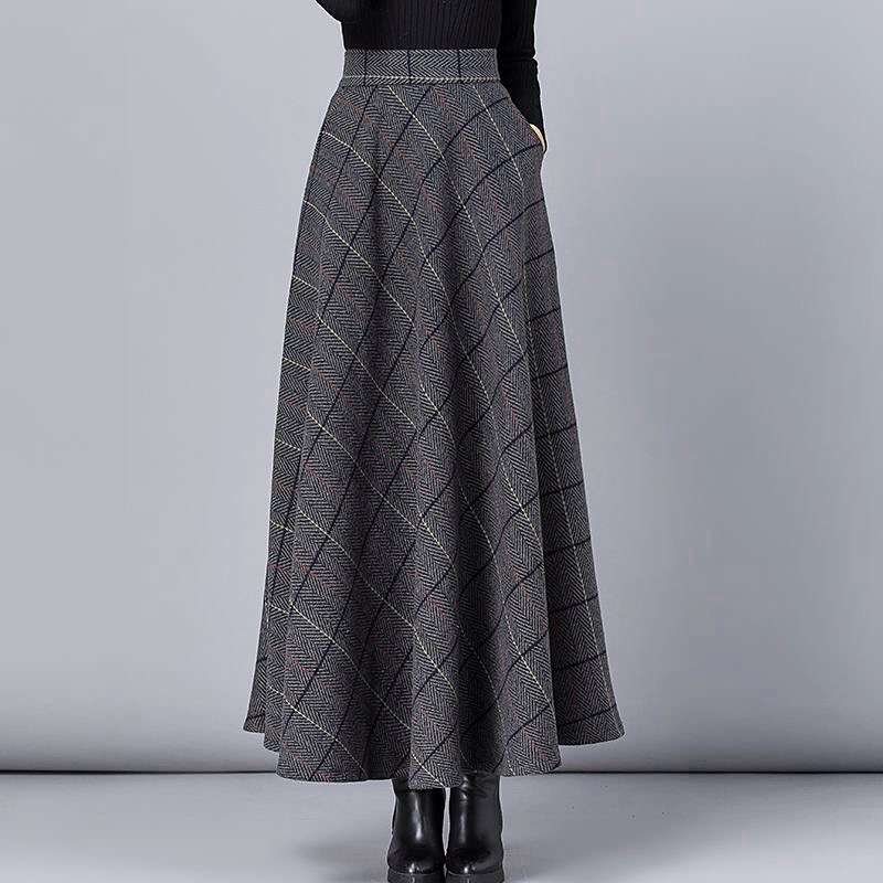 A-Line Herringbone Tweed Skirt