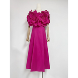 Three-dimensional Floral Slim-fit Long Dress For Women