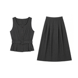 Womens Sleeveless Waist-Cinching Vest Skirt