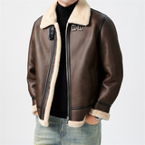 Mens Short Shearling Coat With Fur Attached