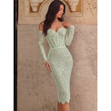 One-shoulder Strapless Lace Dress For Women French-style Waist-cinching Design