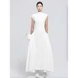 Women's Solid Color Sleeveless Swing High Waist Dress