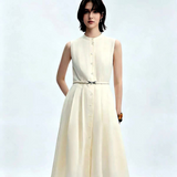 Womens Solid Color Loose And Versatile Sleeveless Sheath Dress