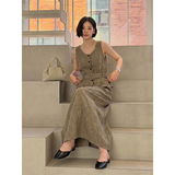 Womens Sleeveless Waist-Cinching Vest Skirt