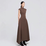 Women's Solid Color Sleeveless Swing High Waist Dress