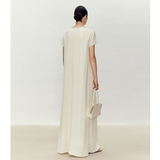 Round-neck Heavily Embellished Beaded Straight-cut Short-sleeve Dress