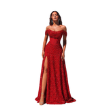 Elegant Slit Evening Gown For Banquet Hosts