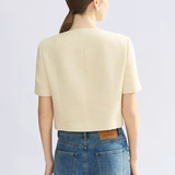 Yellow Short-sleeve Jacket Womens Single-breasted Top
