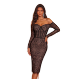 One-shoulder Strapless Lace Dress For Women French-style Waist-cinching Design