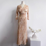 Womens Relaxed-fit Elegant Silk-printed Dress