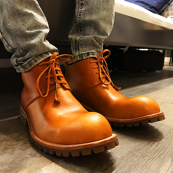 Men shoes Nether overalls boots men's boots genuine leather handmade vintage Martin boots Ameru click big yellow boots big head shoes British style