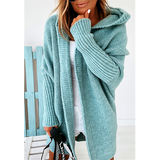 New women  cardigan coat casual knitted hooded bat sleeve coat winter