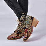 Women shoes thick heel embroidered women's short boots