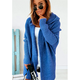 New women  cardigan coat casual knitted hooded bat sleeve coat winter