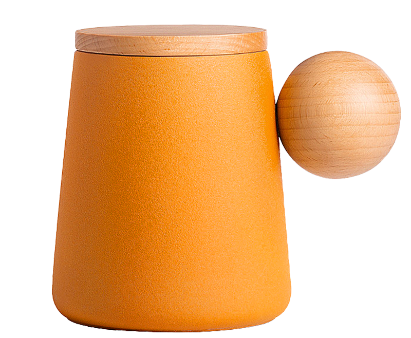 Mug with Wooden Handle and Lid