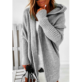 New women  cardigan coat casual knitted hooded bat sleeve coat winter