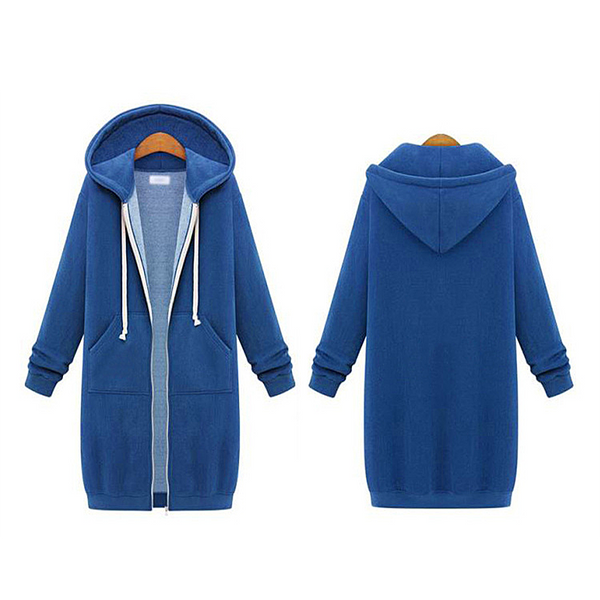 Women hooded long-sleeved winter sweater women's jacket in a long thick shirt