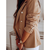 Women Suit jacket metal buckle double breasted small suit women female