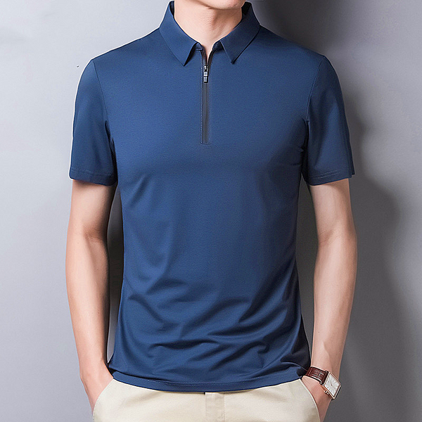 Men t-shirt mulberry silk short sleeve T-shirt men's summer lapels business casual ice wire shirt thin silk polo shirt