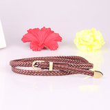 Women belt woven belt pin buckle wild thin belt ladies rope belt decoration