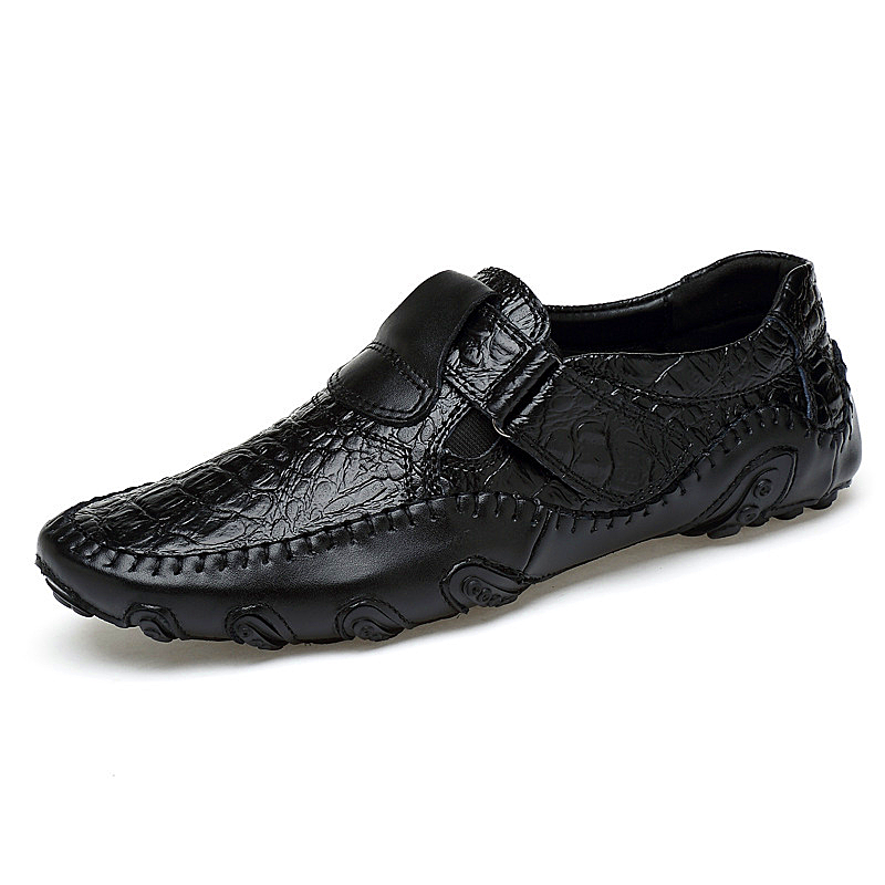 casual  leather shoes men breathable soft sole non-slip beanie shoes men