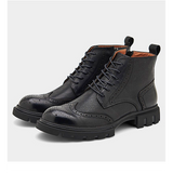 Men shoes  Martin boots leather thick-soled winter high-top brogue men's boots British mid-top zipper boots short boots