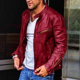 men's leather jacket autumn and winter new solid color casual zipper decoration PU leather jacket men