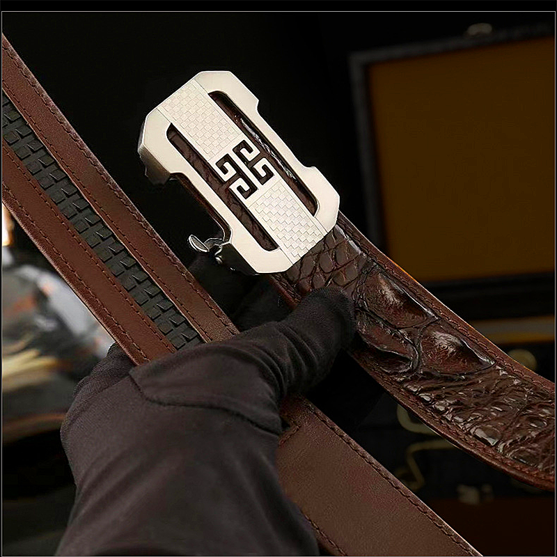 Men belt real leather Guochao business automatic buckle leather belt men's belt
