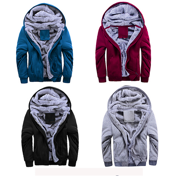 Plush Fleece Sweater Men Casual Sport Fleece Hooded Jackets