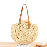 Women straw bag retro summer beach round bag